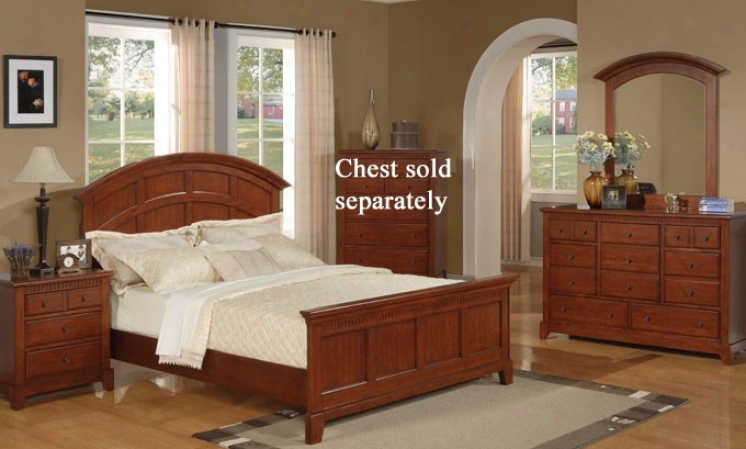 4pc Queen Size Bedroom Set Arch Design In Brown Finish