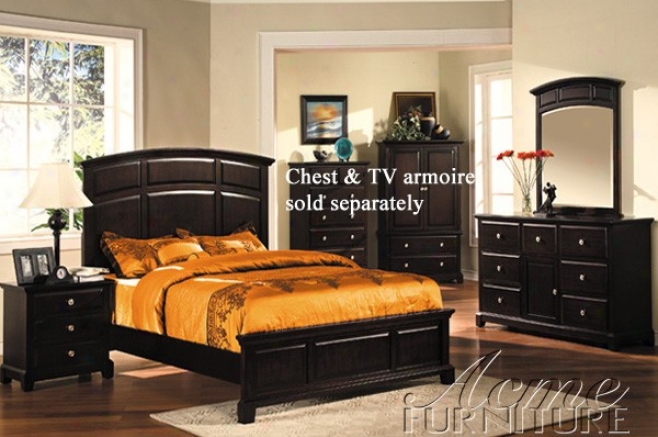 4pc Queen Bigness Bedroom Set Chocolate Finish