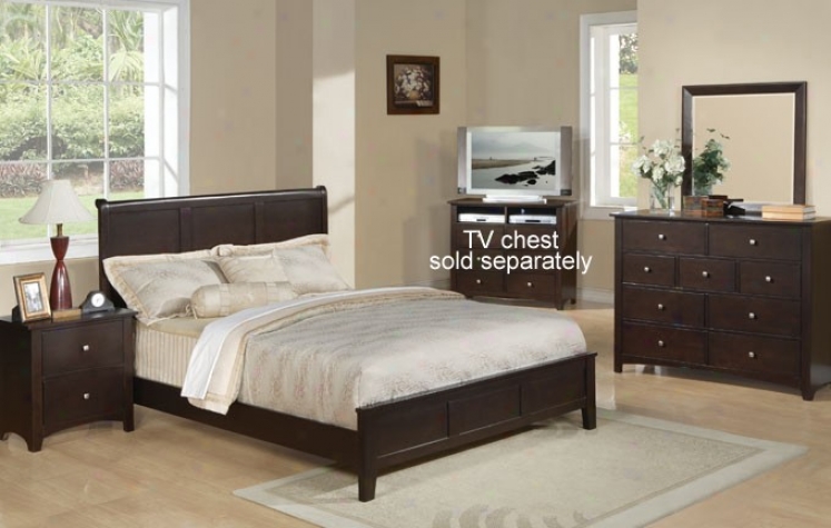 4pc Queen Size Bexroom Set Contemporary Style In Cappuccino