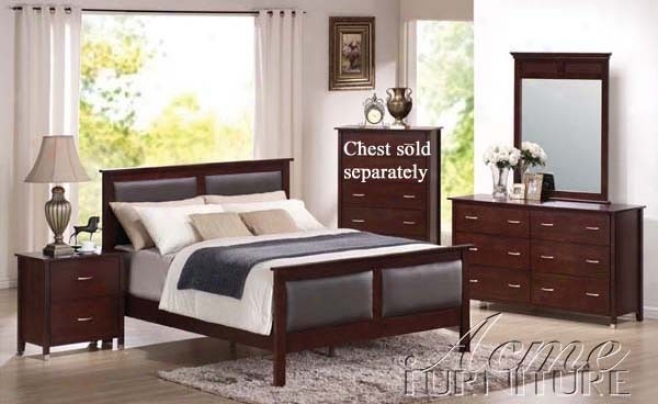 4pc Queen Size Bedroom Set Contemporary Style In Espresso Finish