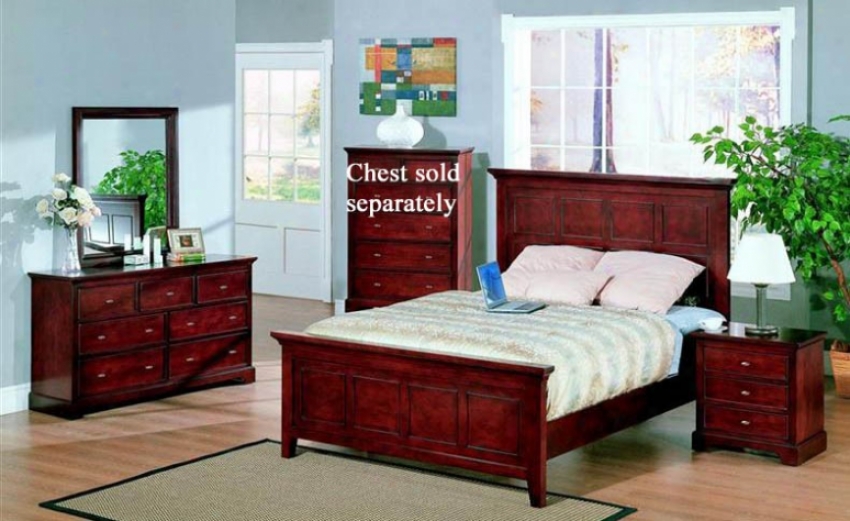 4pc Queen Sie Bedroom Set Contemporary Style In Cherry Finish