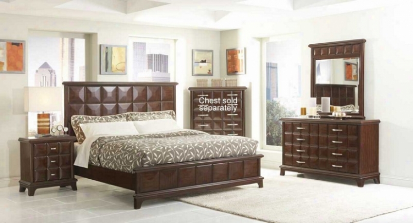 4pc Queen Size Bedroom Set Diamond Square Pattern In Dari Chocolate