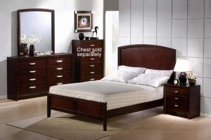4pc Queen Size Bedroom Set Fluted Frame Bed In Merlot