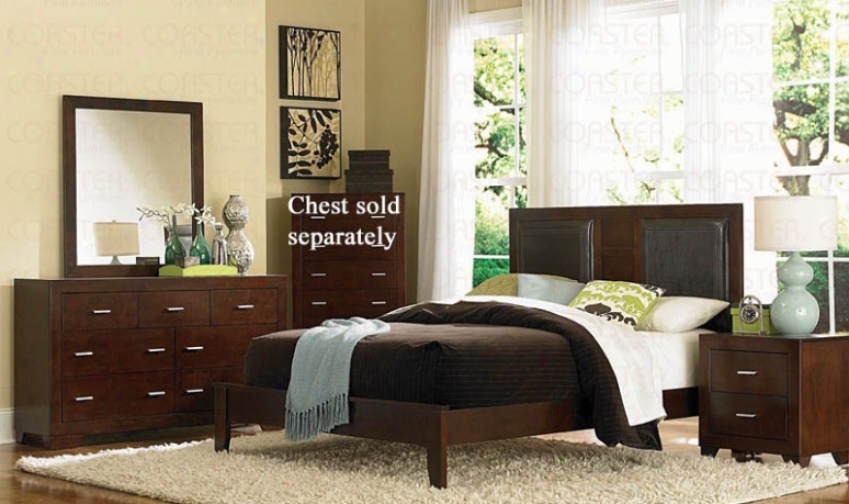 4pc Queen Size Bedroom Set In Cherry Finish