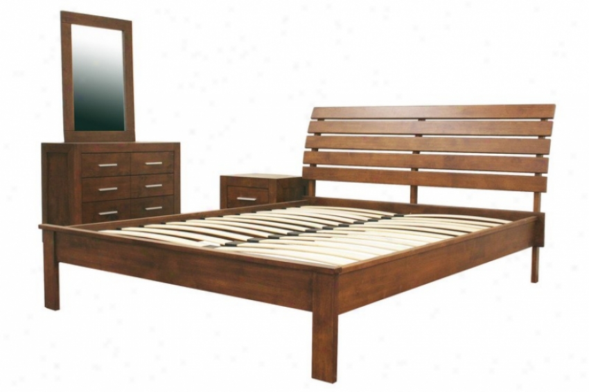 4pc Queen Size Bedroom Set In Cocoa Finish