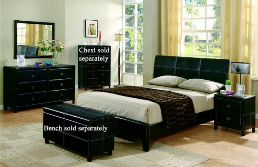 4pc Queen Size Bedroom Set In Dark Brown Bycast Equal Vinyl