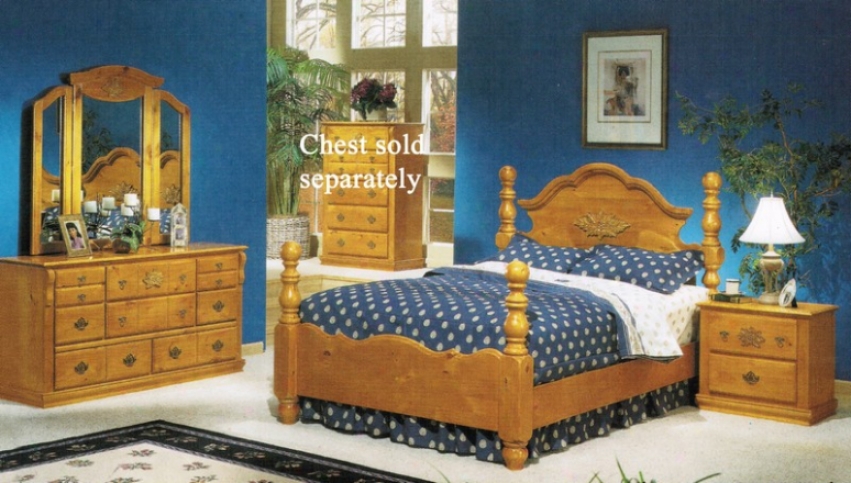 4pc Queen Size Bedroom Set Ponderosa Pine Finish