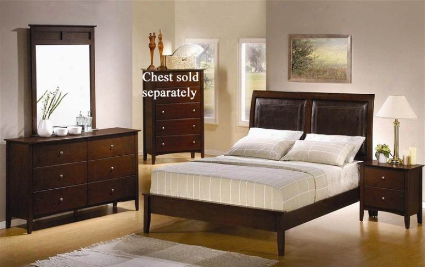 4pc Quern Size Platform Bedroom Set In WalnutF innish