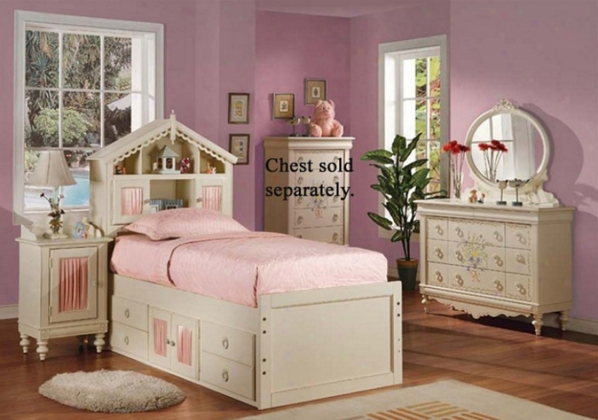 4pc Twin Size Bedoom Set Pale Finish