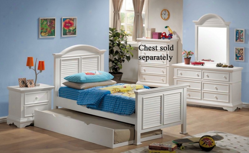 4pc Doubled Size Bedroom Set With Shutter Design In White Finish