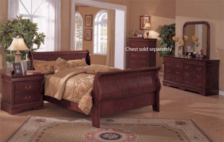 4pcs California Sovereign Size Bedroom Set - Cherry Brown Polish