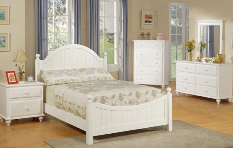 4pcs Full Size Bedroom Set - Cape Cod Style White Finish