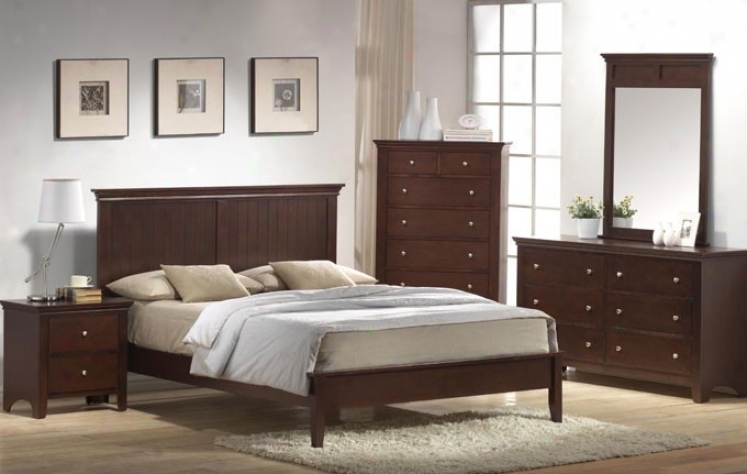 4pcs Fhll Size Bedroom Set - Contemporary Deep Brown Finish