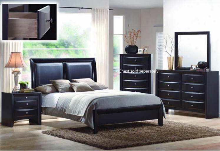 4pcs Queen Size Bedroom Ser - Black Finish