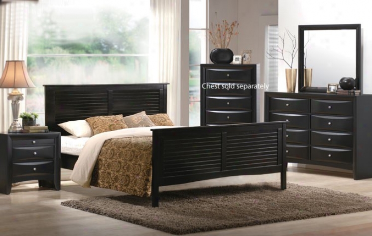 4pcs Queen Size Bedroom Set - Dark Espresso Finish