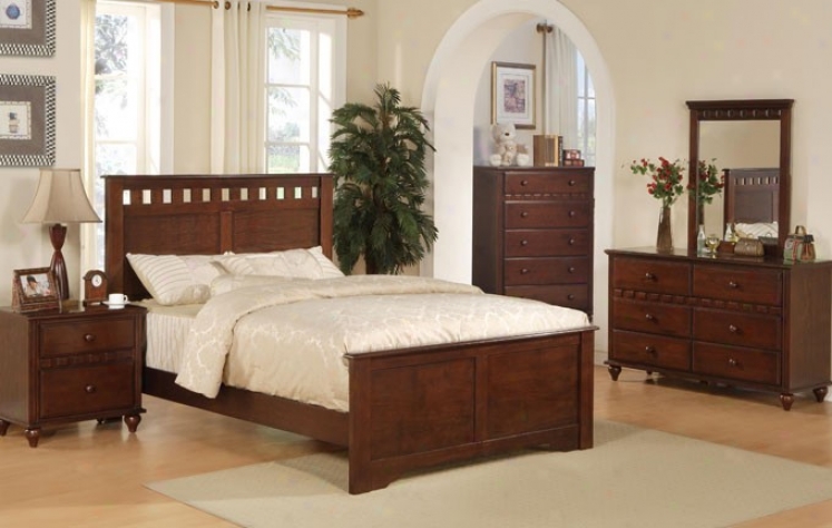 4pcs Twin Size Bedroom Set - Transitional Deep Brown Finish