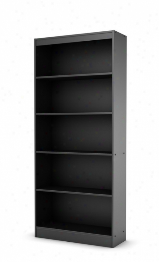 5 Tier Bookcase Shoal Contemporary Style In Solid Black Finish