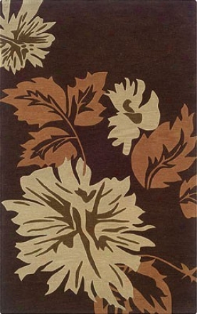 5' X 7' Superficial contents Rug Autumn Leaves In Chocolate And Pummpkin