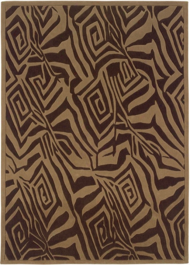 5' X 7' Region Rug Chocolate Zebra Pattern In Beige Color