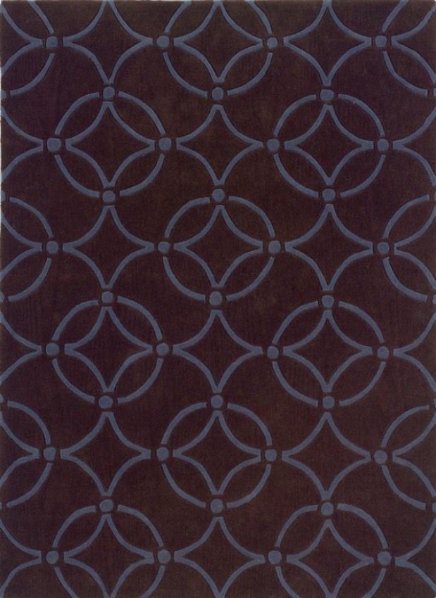 5' X 7' Area Rug Circles Pattern In Beige And Blue