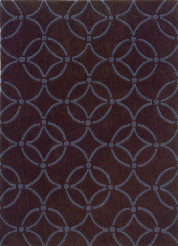 5' X 7' Area Rug Circles Pattern In hCocolate And Blue