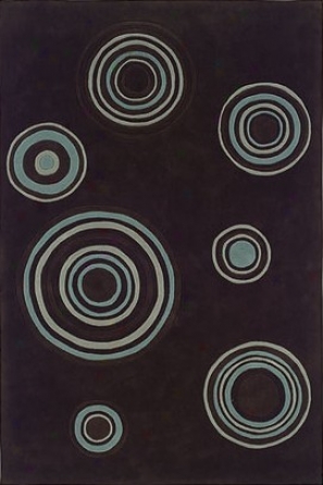 5' X 7' Area Rug Circles Pattern In Chocolate And Spa Blue