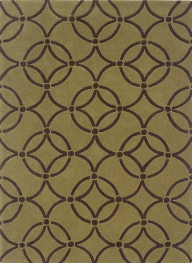5' X 7' Area Rug Circles Pattern In Wasabi And Chocolate