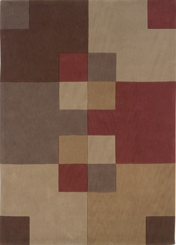 5' X 7' Area Rug Contemporary Style In Beige And Rust