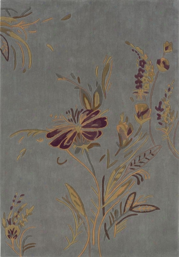 5' X 7' Area Rug Flower Exemplar In Pale Blue And Gold