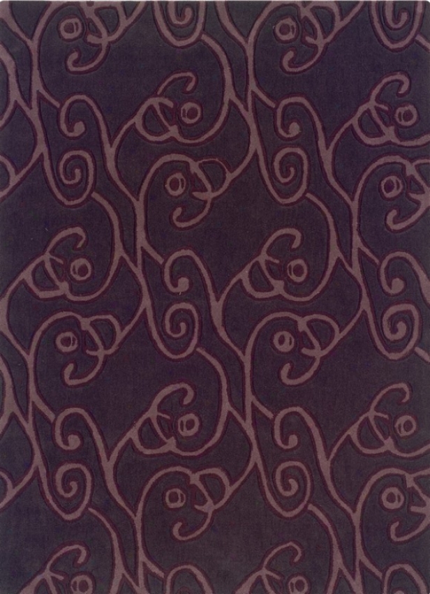 5' X 7' Area Rug Scroll Pattern In Chocolate And Violet