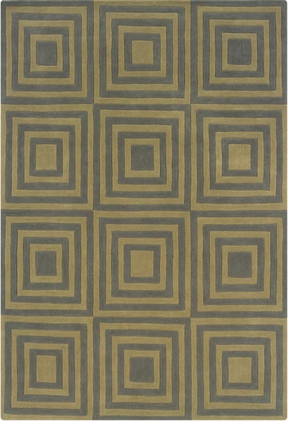 5' X 7' Area Rug Sqiarr Pattern In Smoke And Wasabi