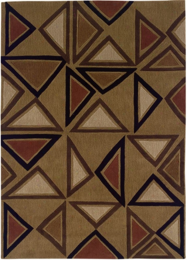 5' X 7' Area Rug Triangle Pattern In Camel And Brick