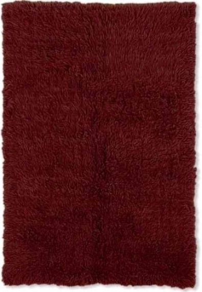 5' X 7' Flokati Area Rug - 100% Wool Burgundy Color