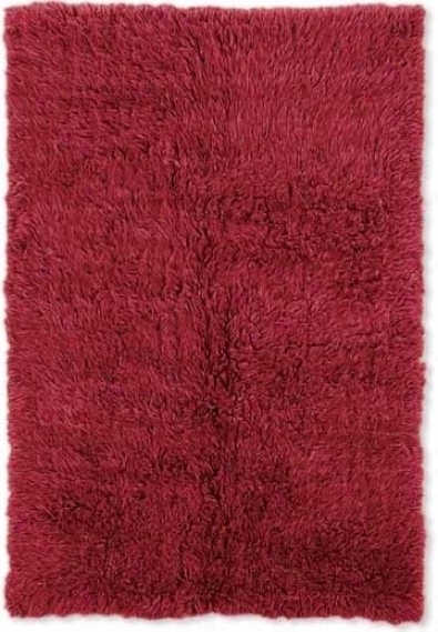 5' X 7' Flokati Area Ruf - 100% Wool Red Color