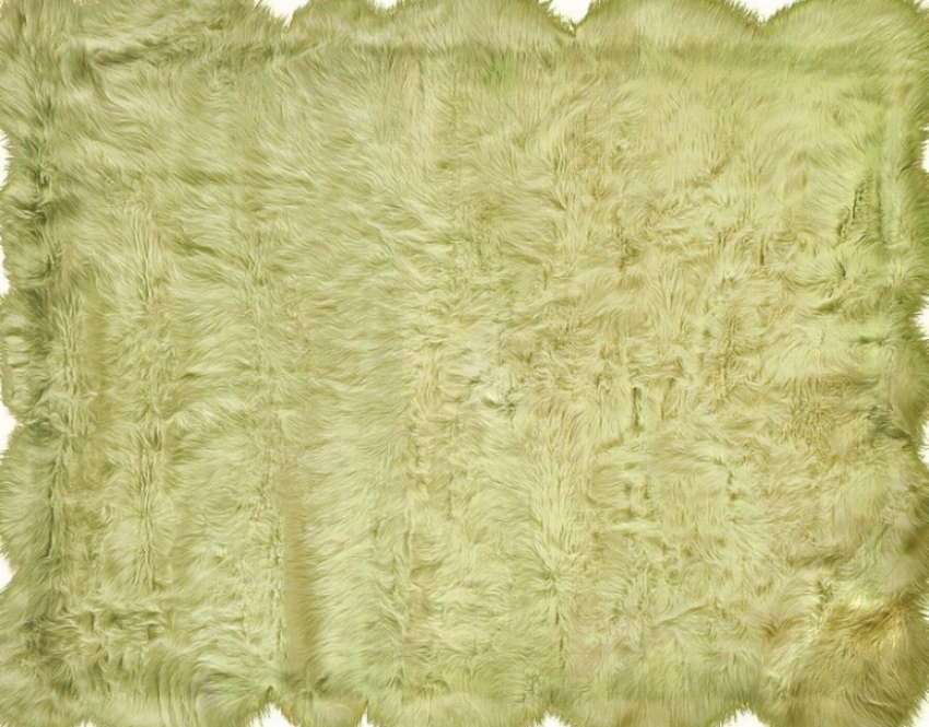 5' X 7' Tufted Faux Sheepskin Rug In Green Color