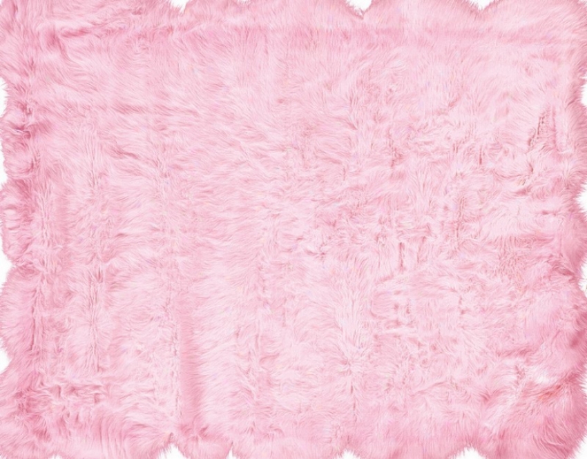 5' X 7' Tufted Faux Sheepskin Rug In Pink Color