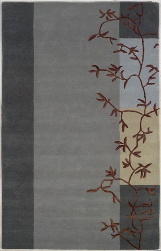 5' X 8' Mode of procedure Tufted Area Rug Brown Branches In Grey Blue