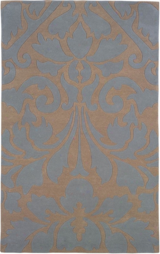 5' X 8' Hand Tufted Area Rug Transitional Damask In Ice Blue