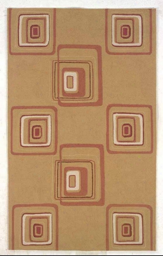 5' X 8' Indoor Outdoor Rug - Contemporary Hand Hooked Rug In Gold And Brick Color