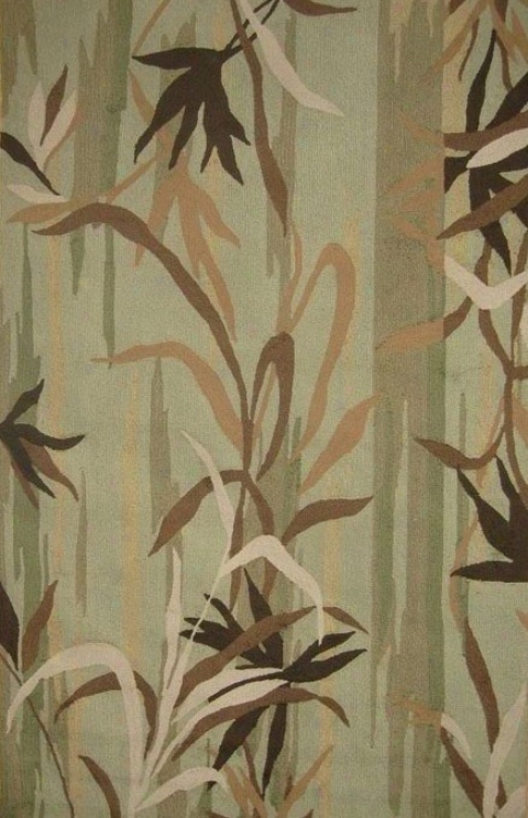 5' X 8' Indoor Outdoor Rug - Transitional Hand Hoooked Rug In Olive And Brown Color