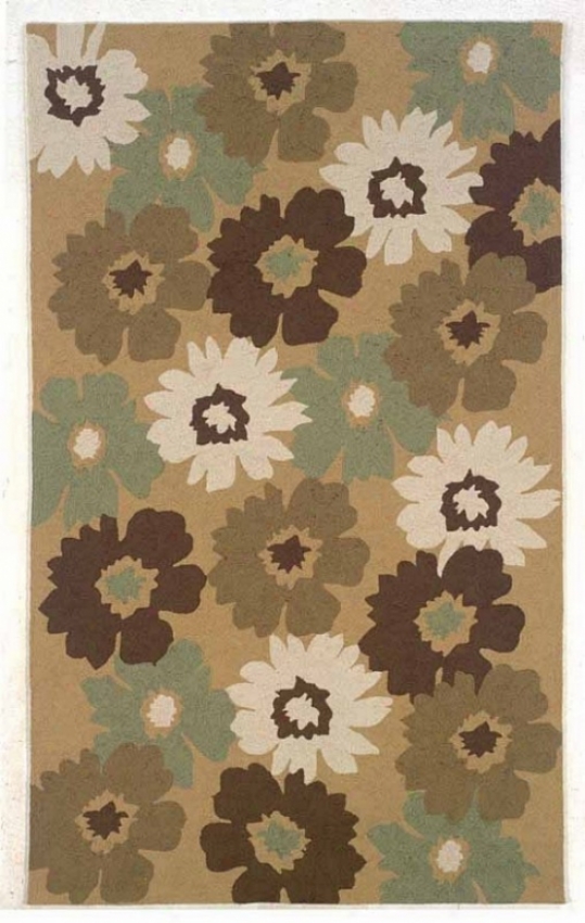 5' X 8' Indoor Outdoor Rug - Transitional Hand Hooked Rug In Brown And Olive Color