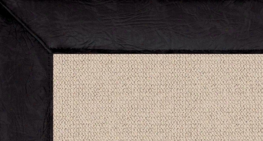 5' X 8' Natural Wool Rug - Athena Hand Tufted Rug With Black Leather Put a ~ upon