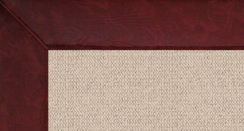 5' X 8' Natural Wool Rug - Athena Hand Tufted Rug With Burgundy Leather Border