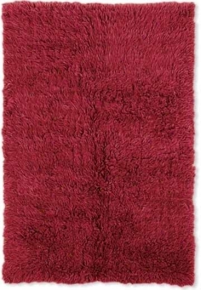 5' X 8' New Flokati Area Rug - 100% Wool Red Color