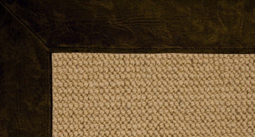 5' X 8' Sisal Wool Rug - Athena Hand Tufted Rug With Dark Green Leather Border