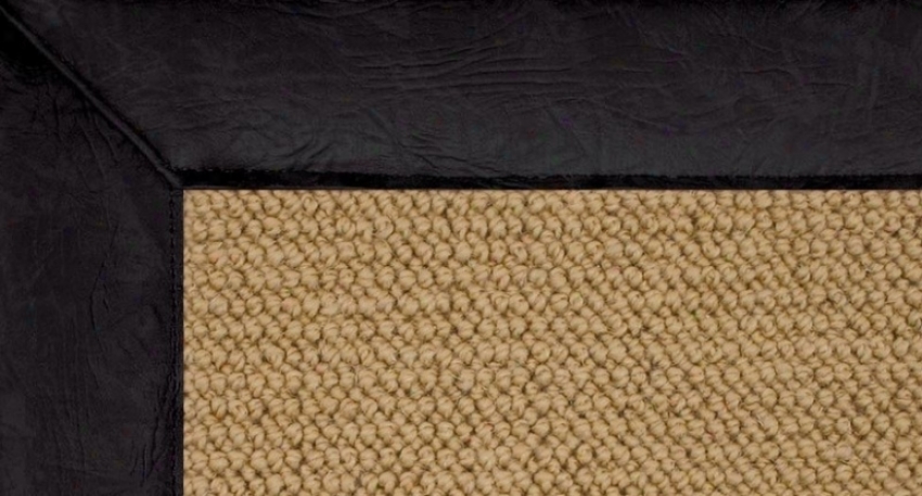 5' X 8' Sisal Wool Rug - Athena Hand Tufted Rug With Black Leather Border