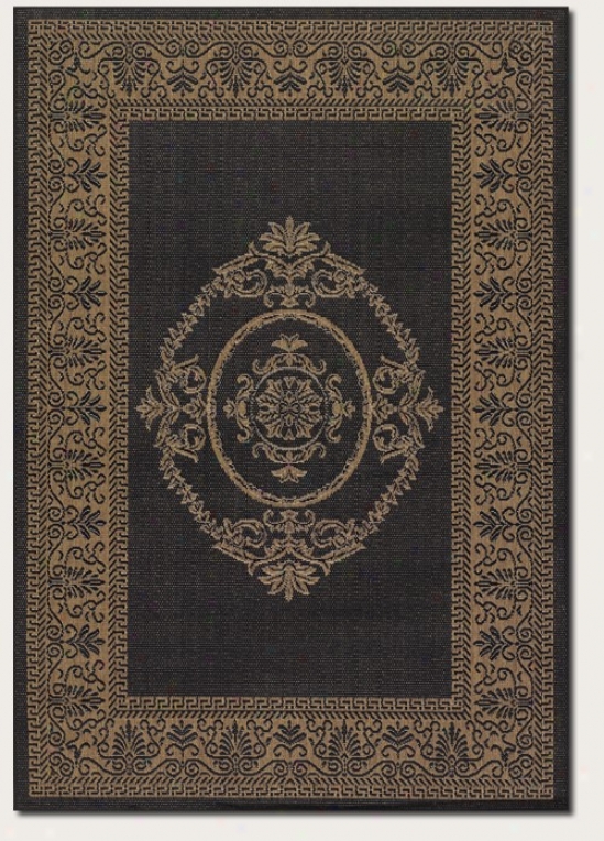 5'10" X 9'2" Area Rug Medallion Design In Black And Cocoa