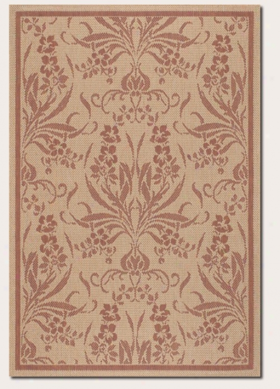 5'10&quot X 9'2&quot Yard Rug Tapestry Pattern In Terra-cotta And Natura1