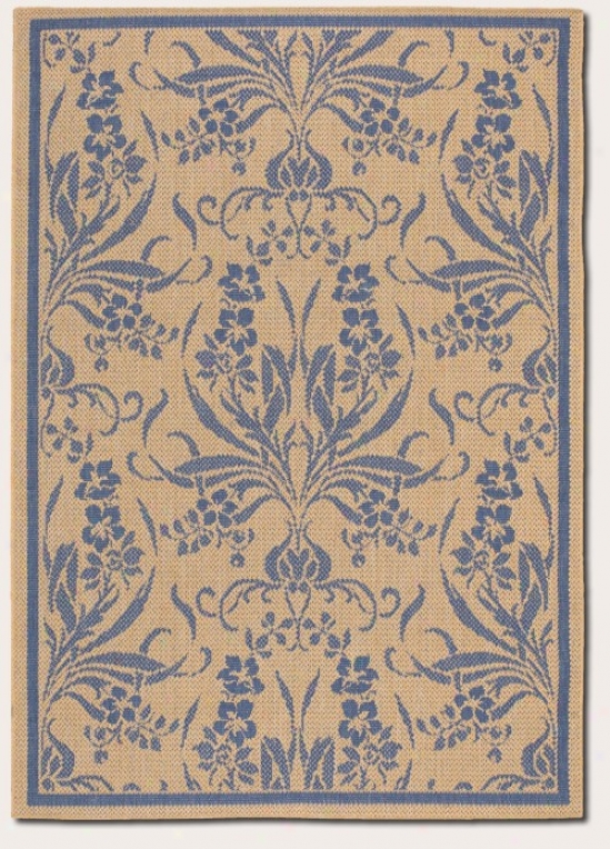 5'10&quot X 9'2&quot Area Rug Tapestry Pattern In Blue And Natural