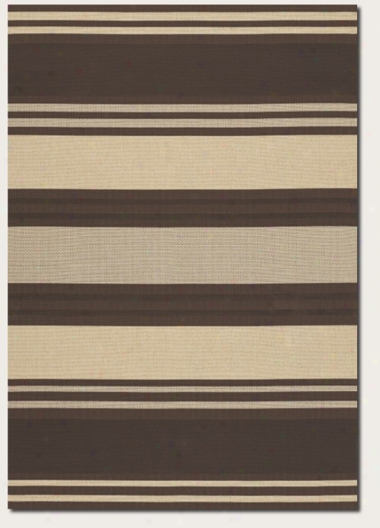 5'10&quot X 9'2&quot Area Rug Thick Stripe Pattern In Chocolate And Cream